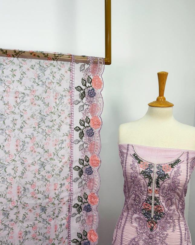 Fancy Embroidered Lawn With Pulse Moti Work