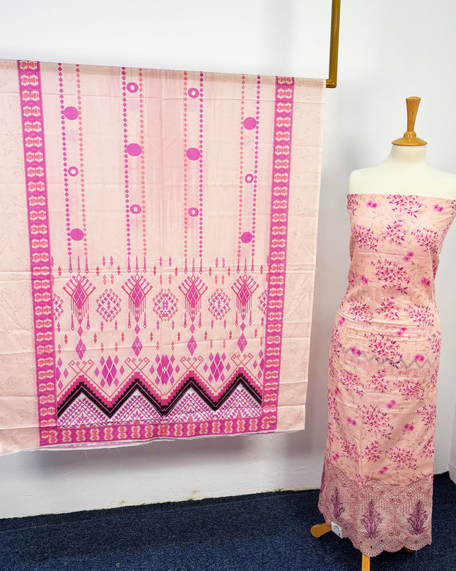 Fancy Digital Printed Lawn With Embroidered + Chikankari Cut