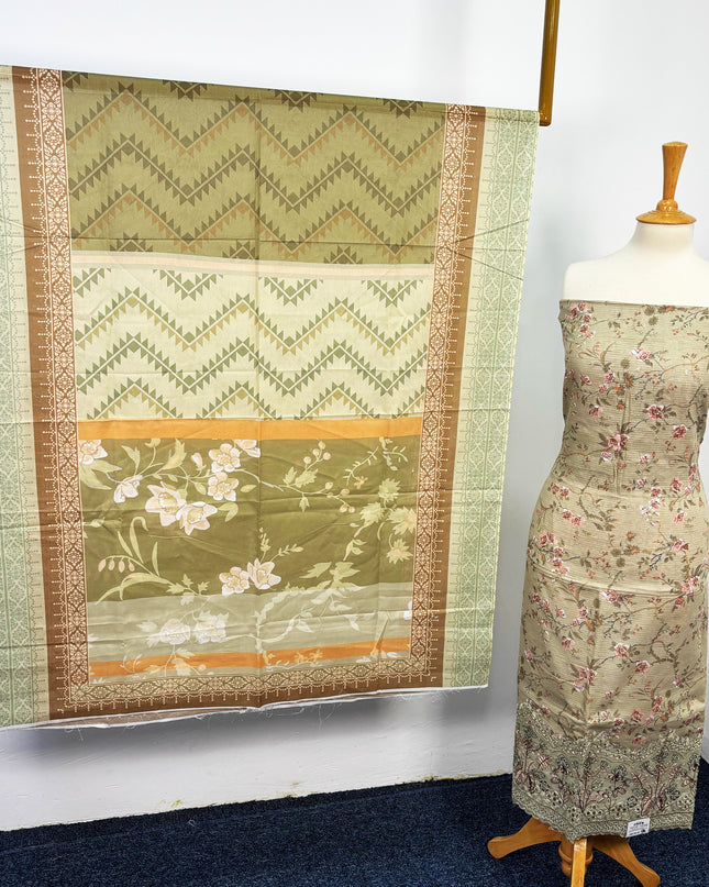 Fancy Digital Printed Lawn With Embroidered + Chikankari Cut Work