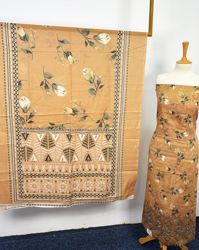 Fancy Digital Printed Lawn With Embroidered + Chikankari Cut Work