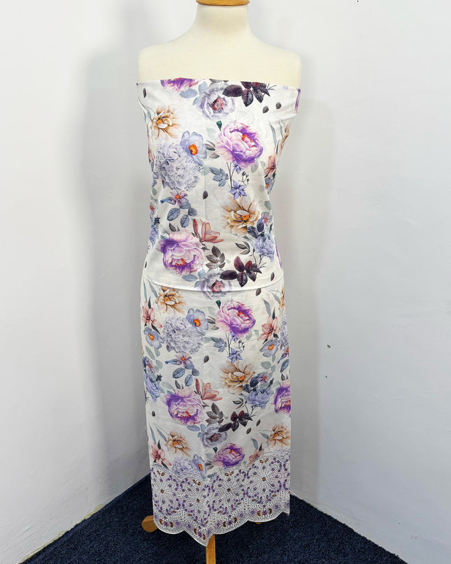 Fancy Digital Printed Lawn With Chikankari Cut Work