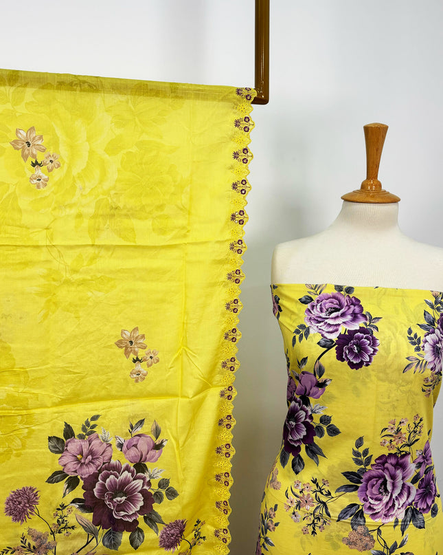 Fancy Digital Printed Lawn With Chikankari Cut Work
