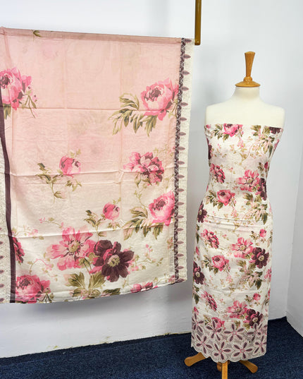 Fancy Digital Printed Lawn With Chikankari Cut Work