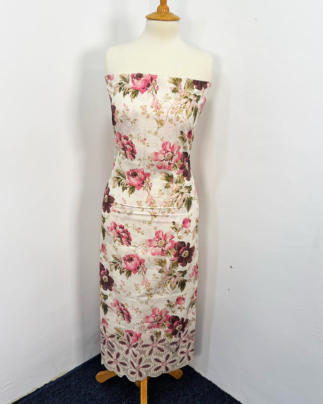 Fancy Digital Printed Lawn With Chikankari Cut Work