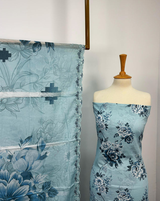 Fancy Digital Printed Lawn With Chikankari Cut Work