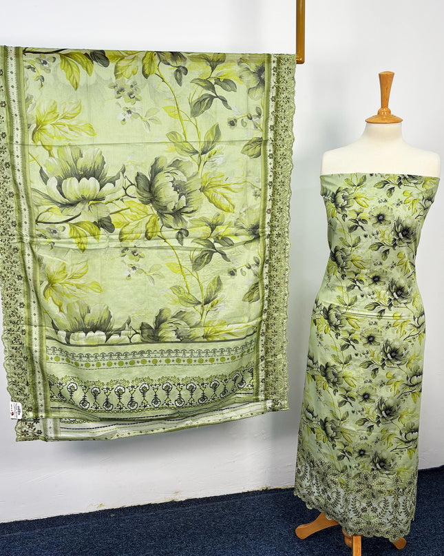 Fancy Digital Printed Lawn With Chikankari Cut Work