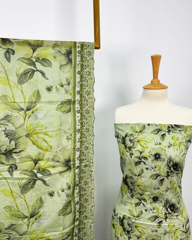 Fancy Digital Printed Lawn With Chikankari Cut Work