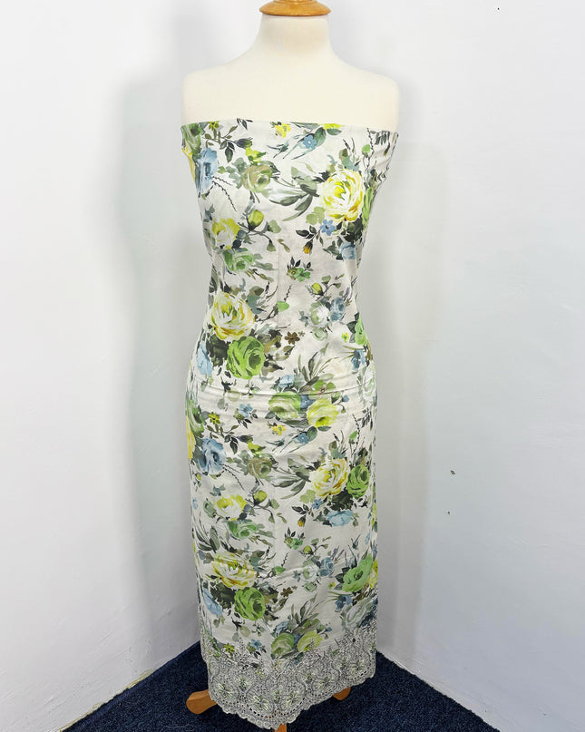 Fancy Digital Printed Lawn With Chikankari Cut Work