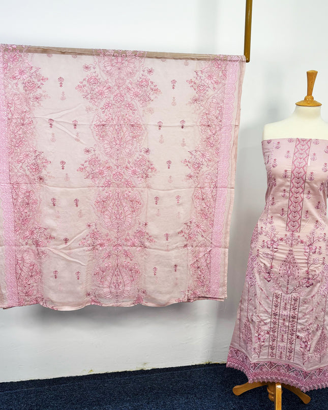 Fancy Exclusive Embroidered Lawn With Organza Patches & Chiffon Dupatta