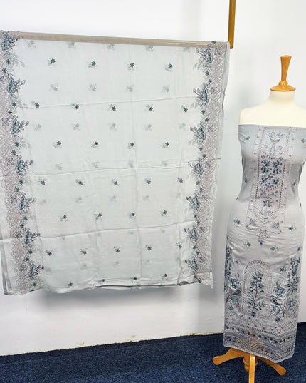 Fancy Exclusive Embroidered Lawn With Organza Patches & Chiffon Dupatta