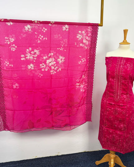 Fancy Printed Lawn With Embroidered + Chikankari Work & Chiffon Dupatta