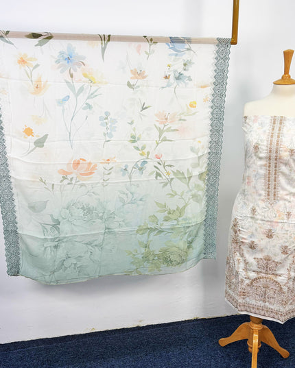 Fancy Printed Lawn With Embroidered + Chikankari Work & Chiffon Dupatta