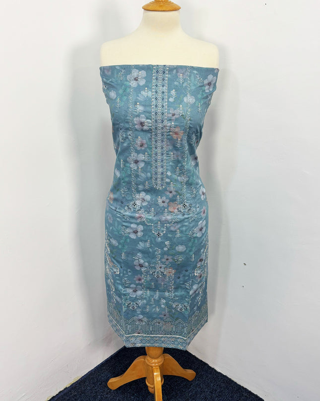 Fancy Printed Lawn With Embroidered + Chikankari Work & Chiffon Dupatta