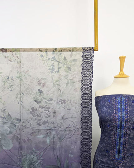 Embroidered + Printed Lawn with Digital Printed Dupatta 3PC Unstitched