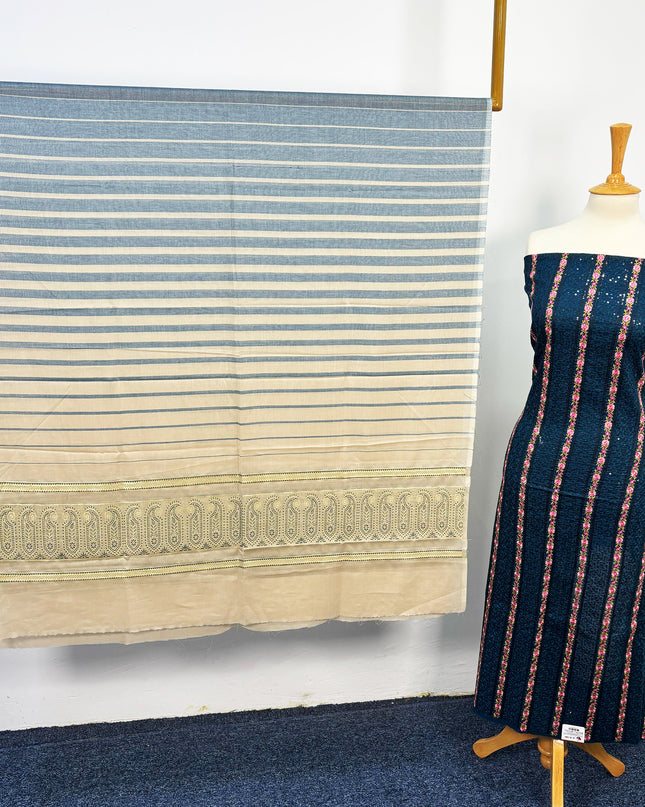Fancy Embroidered Lawn Full Jaal Work With Banarasi Dupatta