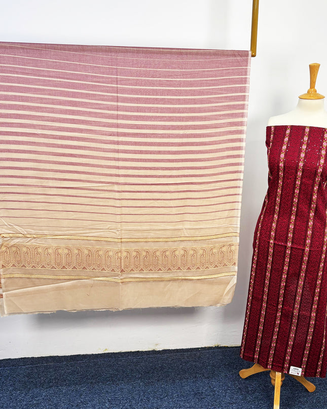 Fancy Embroidered Lawn Full Jaal Work With Banarasi Dupatta