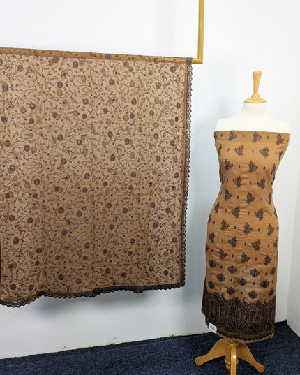 Fancy Embroidered Karandi Lawn With Chiffon Dupatta