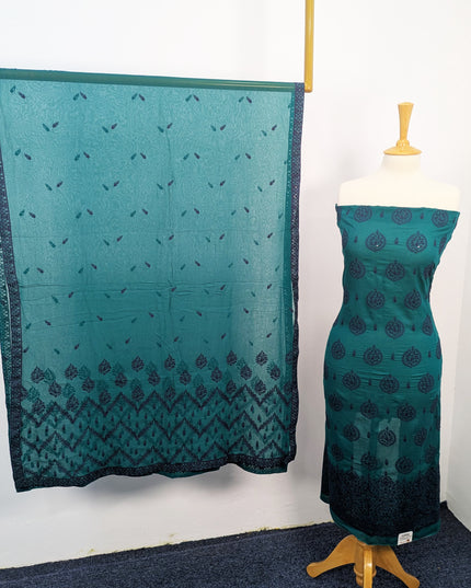 Fancy Embroidered Karandi Lawn With Chiffon Dupatta