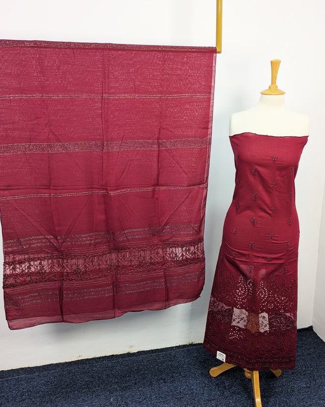 Fancy Embroidered Lawn With Chikankari Cutwork