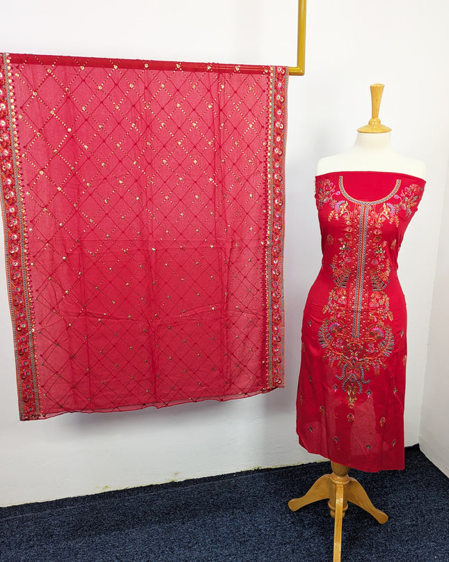 Fancy Embroidered Lawn With Chiffon Dupatta