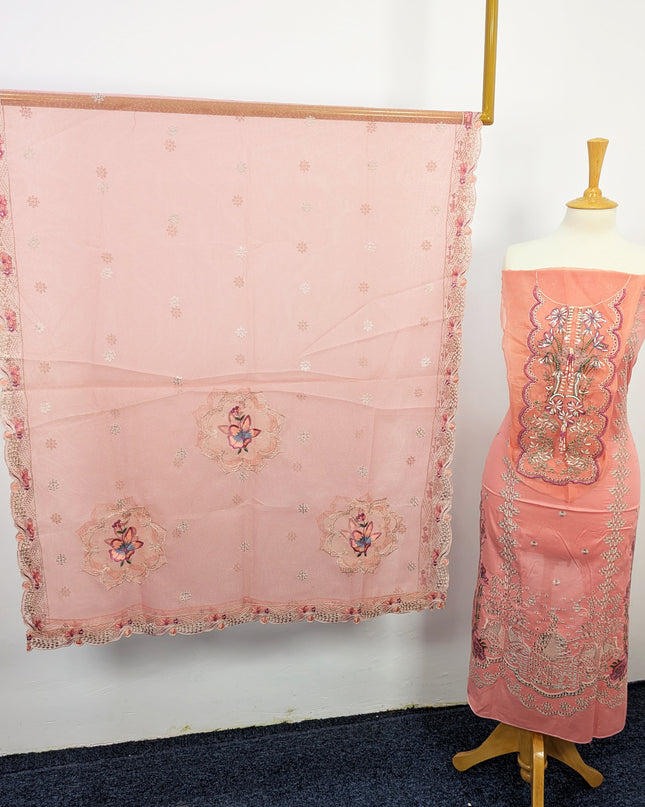 Fancy Embroidered Lawn With Khaadi Net Dupatta