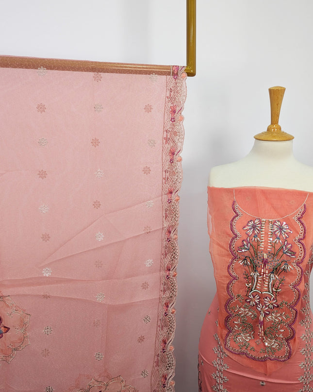 Fancy Embroidered Lawn With Khaadi Net Dupatta