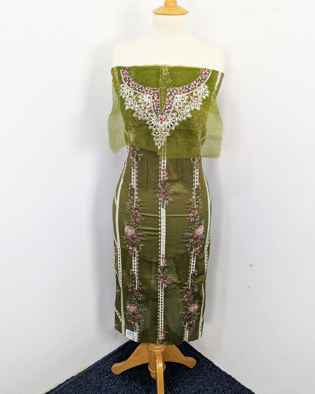 Fancy Embroidered Lawn With Organza Dupatta