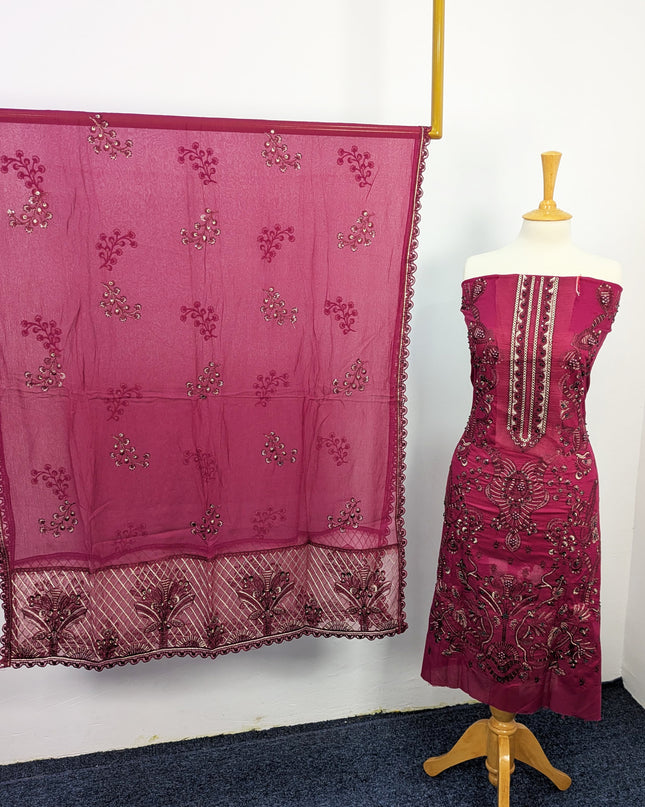Fancy Embroidered Lawn With Chiffon Dupatta