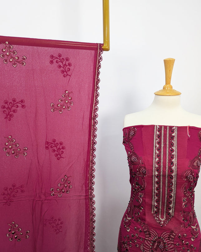 Fancy Embroidered Lawn With Chiffon Dupatta