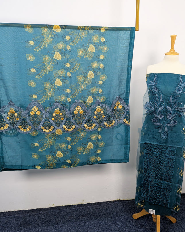 Fancy Embroidered Lawn With Organza Dupatta
