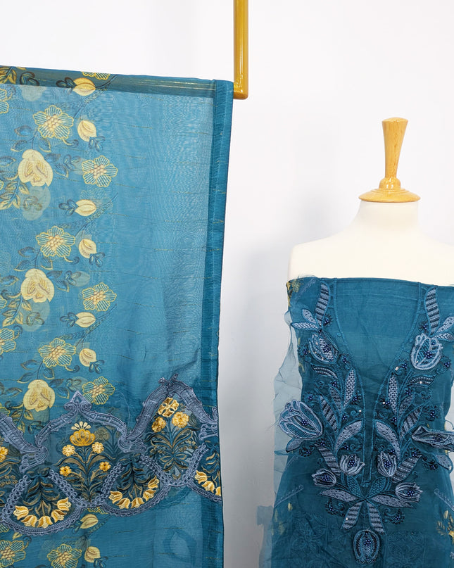Fancy Embroidered Lawn With Organza Dupatta