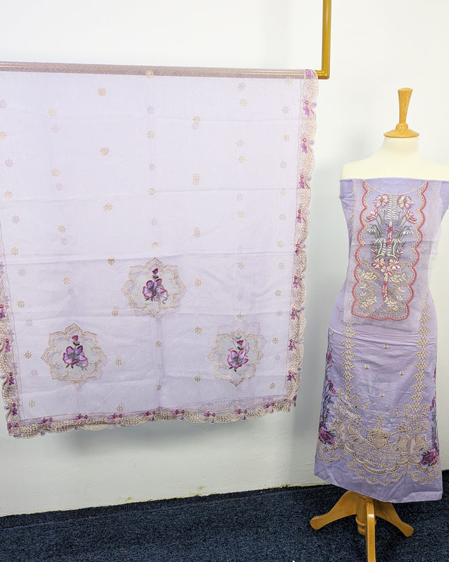 Fancy Embroidered Lawn With Khaadi Net Dupatta