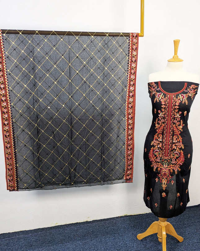 Fancy Embroidered Lawn With Chiffon Dupatta
