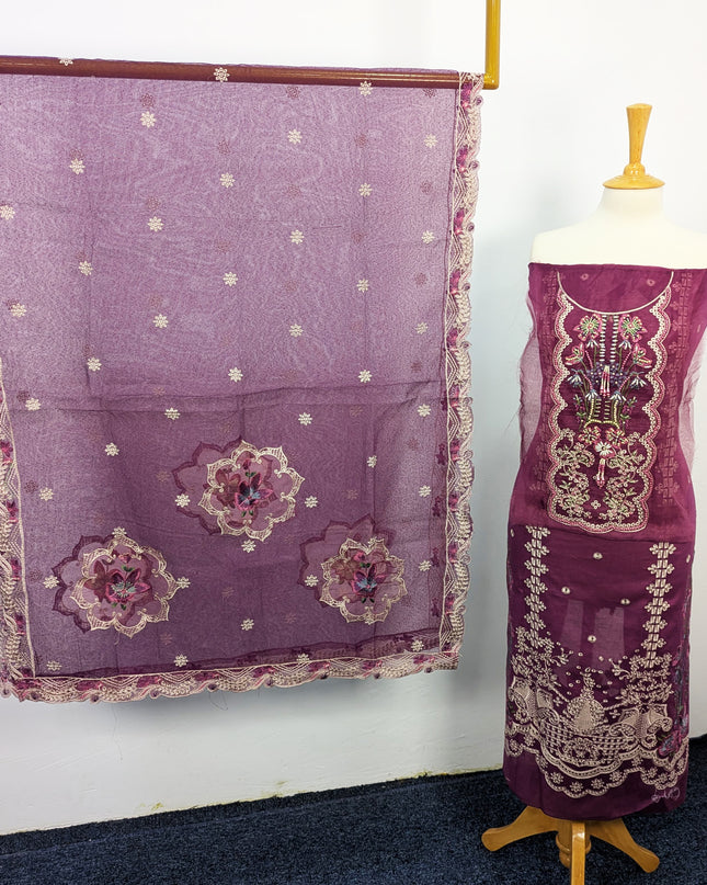 Fancy Embroidered Lawn With Khaadi Net Dupatta