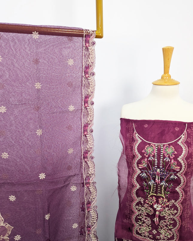 Fancy Embroidered Lawn With Khaadi Net Dupatta