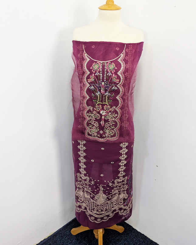 Fancy Embroidered Lawn With Khaadi Net Dupatta