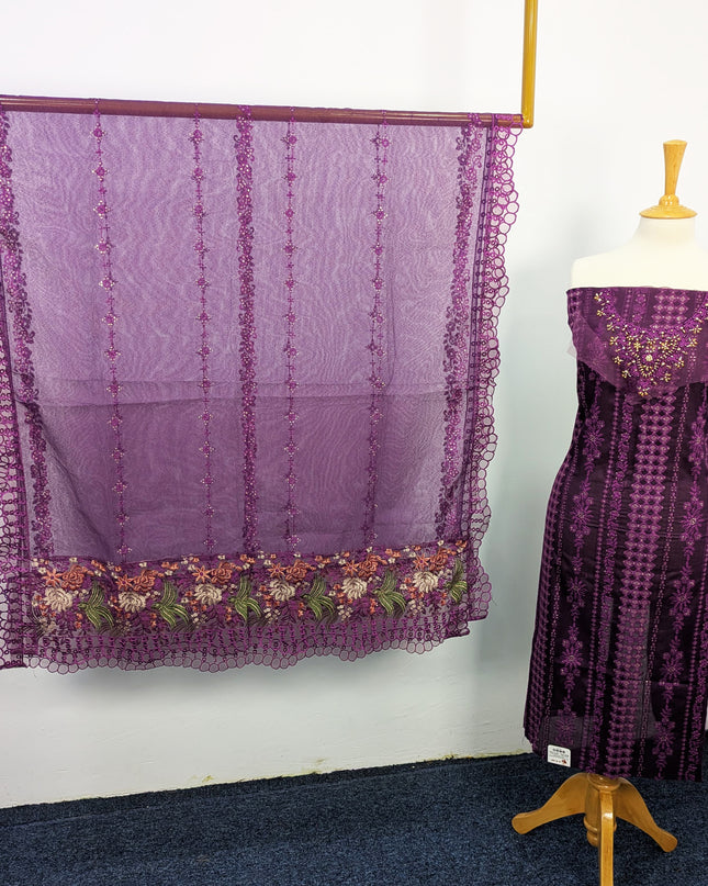 Fancy Embroidered Lawn With Khaadi Net Dupatta