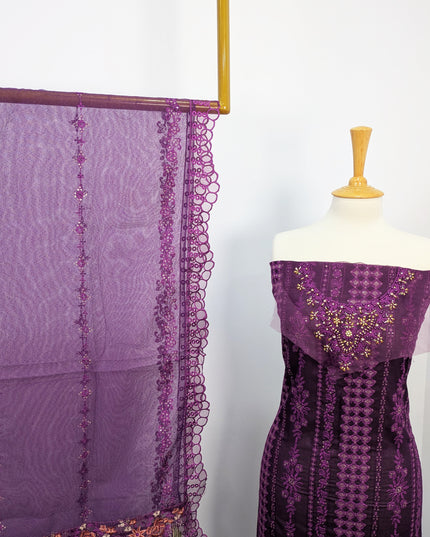 Fancy Embroidered Lawn With Khaadi Net Dupatta