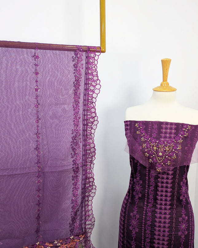 Fancy Embroidered Lawn With Khaadi Net Dupatta