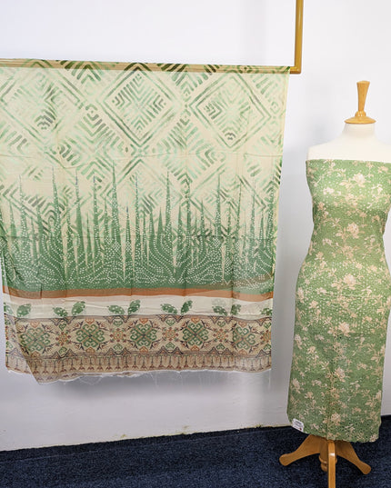 Fancy Printed Lawn With Chikankari Work & Chiffon Dupatta