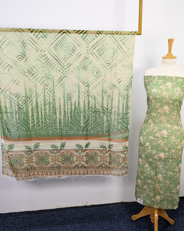 Fancy Printed Lawn With Chikankari Work & Chiffon Dupatta