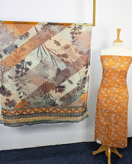 Fancy Printed Lawn With Chikankari Work & Chiffon Dupatta