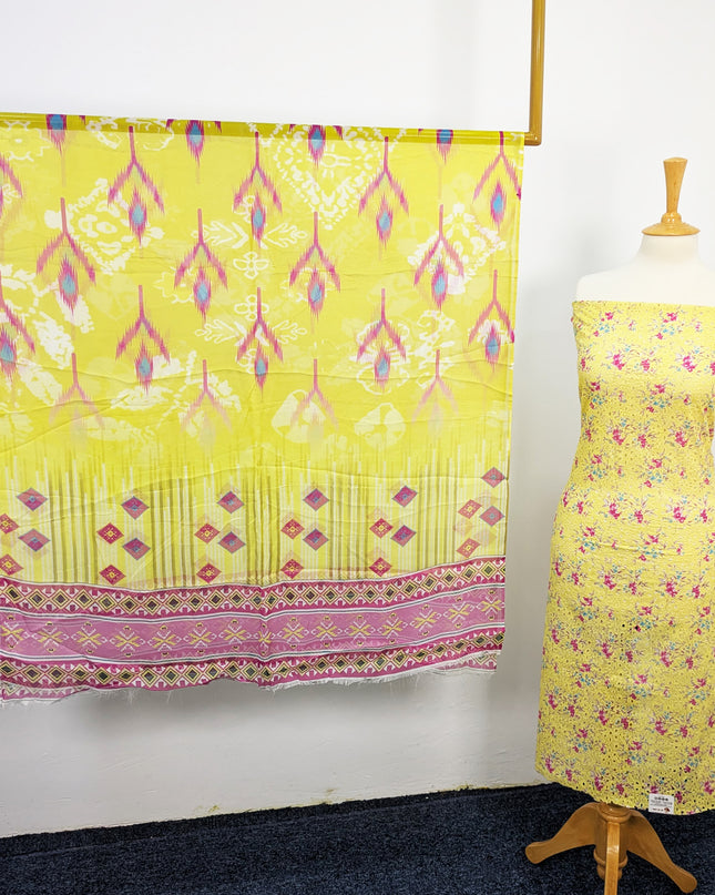 Fancy Printed Lawn With Chikankari Work & Chiffon Dupatta