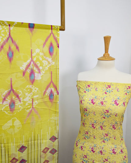 Fancy Printed Lawn With Chikankari Work & Chiffon Dupatta
