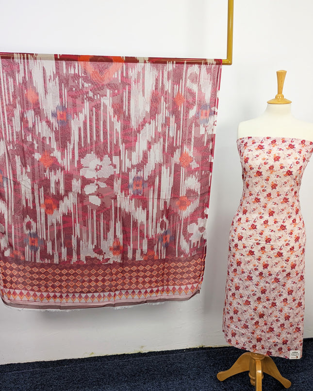 Fancy Printed Lawn With Chikankari Work & Chiffon Dupatta
