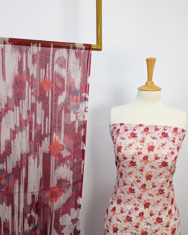 Fancy Printed Lawn With Chikankari Work & Chiffon Dupatta