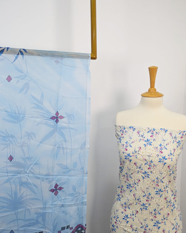 Fancy Printed Lawn With Chikankari Work & Chiffon Dupatta