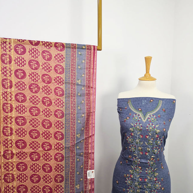 Fancy Embroidered + Printed Lawn