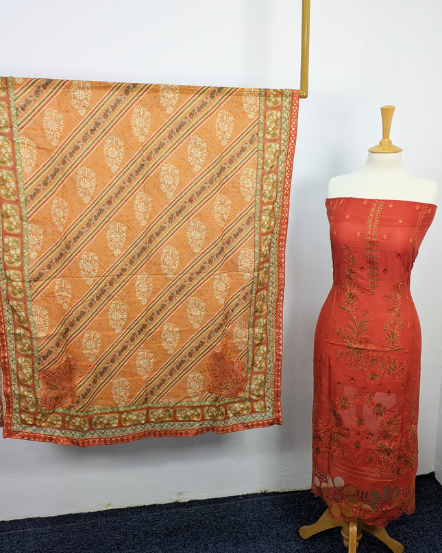 Fancy Embroidered Lawn With Chikankari Cut Work