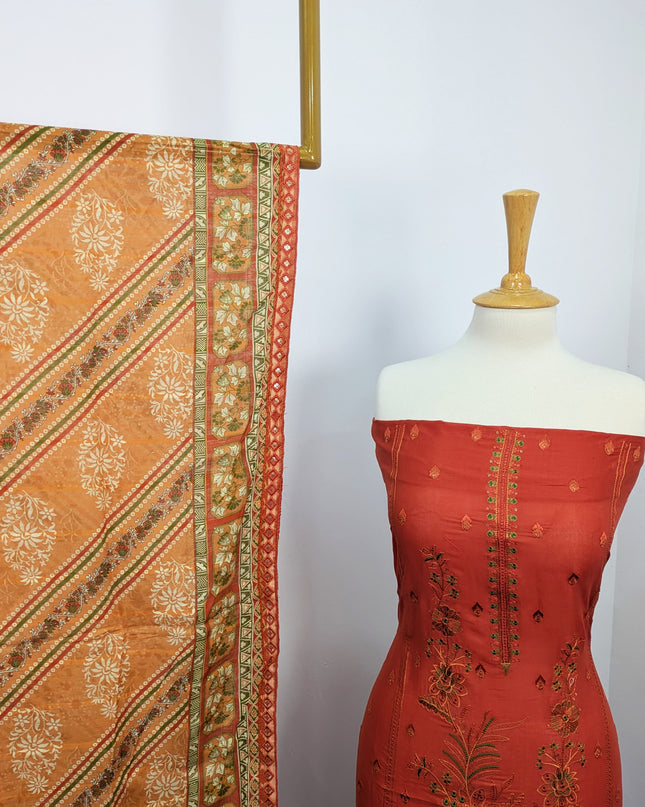 Fancy Embroidered Lawn With Chikankari Cut Work